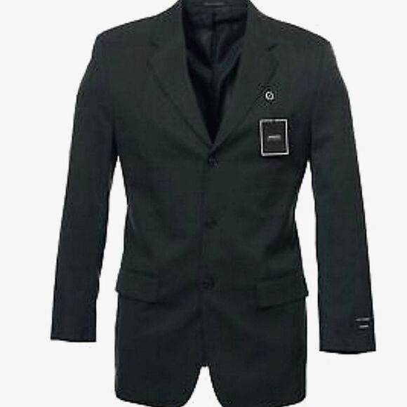 ALFANI SPORT COAT, Sz 38R, BLACK/GREY, PINSTRIPE, 3 BUTTONS, WOOL - Picture 1 of 15